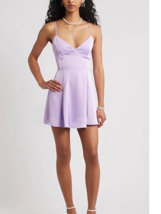 bp Dresses & Skirts - NWT BP Satin Lace Up Minidress in Lilac Purple XXS